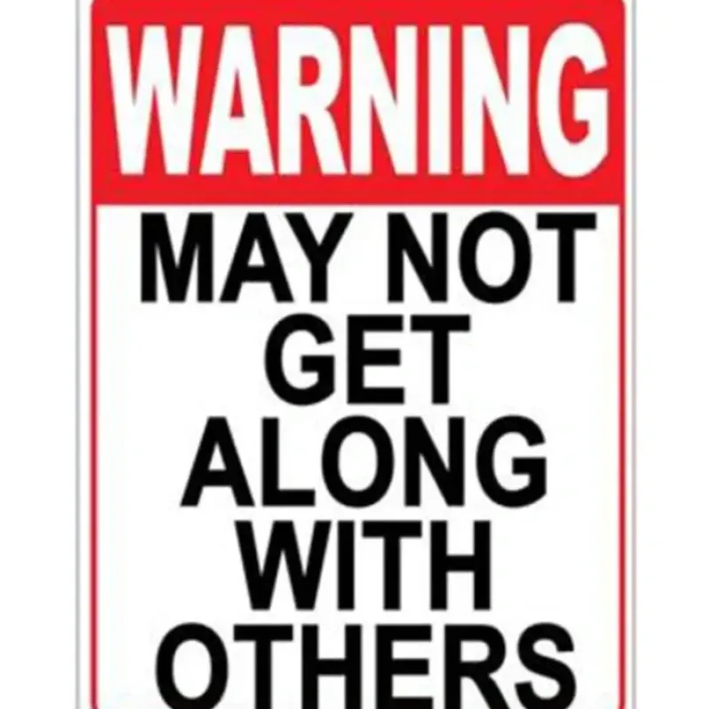 Egpull<Metal Tin Sign "Warning: May Not Get Along With Others" Funny Wall Decor #G-101 - Miniature Marvels: Airplane Models & Painted Dice