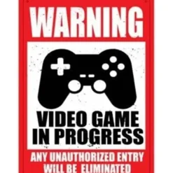 Egpull<Metal Tin Sign "Warning: Video Game in Progress" Gamer Bedroom Wall Decor #F-101 - Miniature Marvels: Airplane Models & Painted Dice