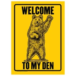 Egpull<Metal Tin Sign "Welcome To My Den" Waving Funny Bear Home Wall Decor #H-101 - Miniature Marvels: Airplane Models & Painted Dice