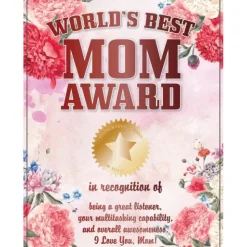 Egpull<Metal Tin Sign "World's Best Mom Award" Kitchen Home Wall Decor Gift #G-101 - Miniature Marvels: Airplane Models & Painted Dice