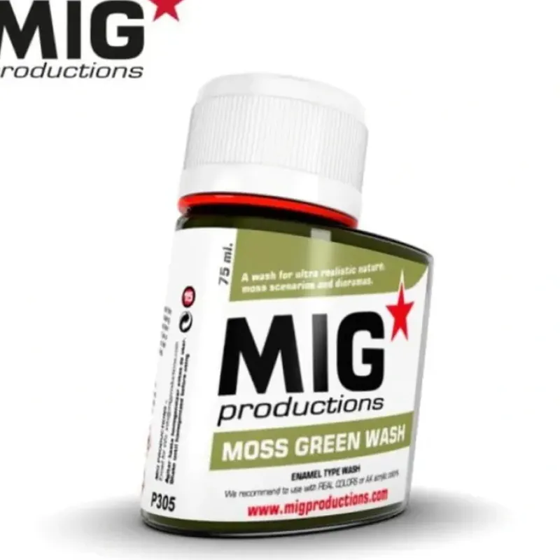Paint<MIG Productions: Moss Green Wash 75ml LTG AK-P305 - Miniature Marvels: Airplane Models & Painted Dice