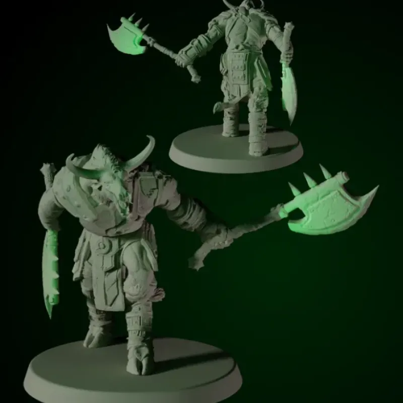Miniature<Minotaur With Dual Axes - Miniature Marvels: Airplane Models & Painted Dice