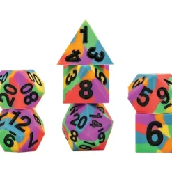 Dice<16mm Pride Sharp Edge Silicone Rubber Poly Dice Set: Rainbow Flag (7) - Miniature Marvels: Airplane Models & Painted Dice