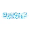 Dice<16mm Resin Flash Dice Poly Dice Set: Clear with Light Blue Numbers MET 680 - Miniature Marvels: Airplane Models & Painted Dice