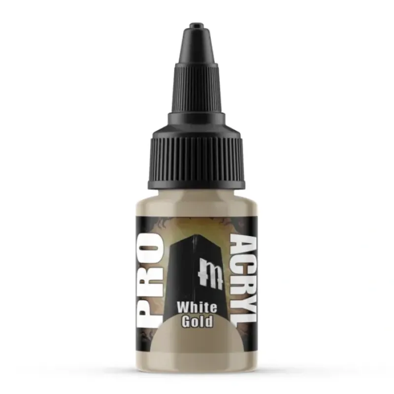 Paint<Monument Hobbies Pro Acryl Standard White Gold 22ml - Miniature Marvels: Airplane Models & Painted Dice