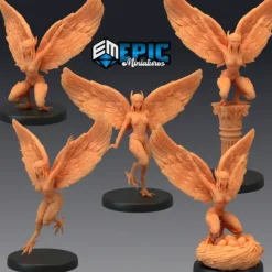 Miniature<Mountain Harpies - Miniature Marvels: Airplane Models & Painted Dice
