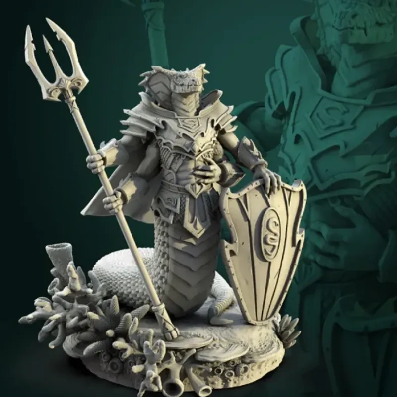 Miniature<Naga Guardian, 32mm - Miniature Marvels: Airplane Models & Painted Dice