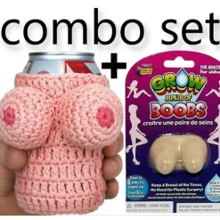 Egpull<Nana's Boobie Knitted Beer Can Bottle Cooler Holder + 1 Grow Boobs ~ COMBO SET - Miniature Marvels: Airplane Models & Painted Dice