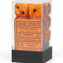Dice<Orange / Black: Vortex 12d6 16mm Dice Block CHX 27633 - Miniature Marvels: Airplane Models & Painted Dice