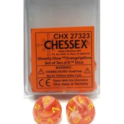 Dice<Orange / Yellow Ghostly Glow d10 Dice Set (10's) CHX 27323 - Miniature Marvels: Airplane Models & Painted Dice
