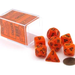 Dice<Orange with Black: Vortex Polyhedral Dice Set (7's) CHX 27433 - Miniature Marvels: Airplane Models & Painted Dice