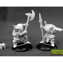 Miniature<Orc Warriors (2): Dungeon Dwellers RPR 07014 - Miniature Marvels: Airplane Models & Painted Dice