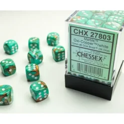 Dice<Oxi-Copper / White: Marble 36d6 12mm Dice Block CHX 27803 - Miniature Marvels: Airplane Models & Painted Dice