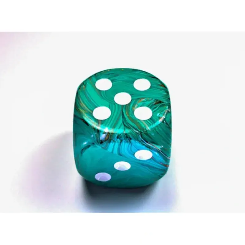 Dice<Oxi-Copper / White: Marble 50mm D6 (w/ Pips) CHX DM5096 - Miniature Marvels: Airplane Models & Painted Dice