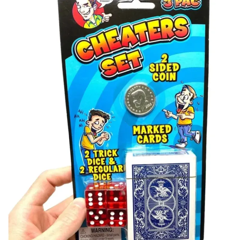 Egpull<3pc CHEATERS SET - Marked Playing Cards - 2 Sided Coin - Magic Trick Dice Prank - Miniature Marvels: Airplane Models & Painted Dice
