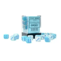 Dice<Pearl Turquoise-White / Blue Luminary: Gemini 12d6 16mm Dice Block CHX 26865 - Miniature Marvels: Airplane Models & Painted Dice