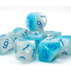 Dice<Pearl Turquoise-White / Blue Luminary: Gemini d10 Dice Set (10's) D10S CHX 26265 - Miniature Marvels: Airplane Models & Painted Dice