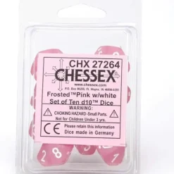 Dice<Pink / White: Frosted d10 Dice Set (10's) CHX 27264 - Miniature Marvels: Airplane Models & Painted Dice