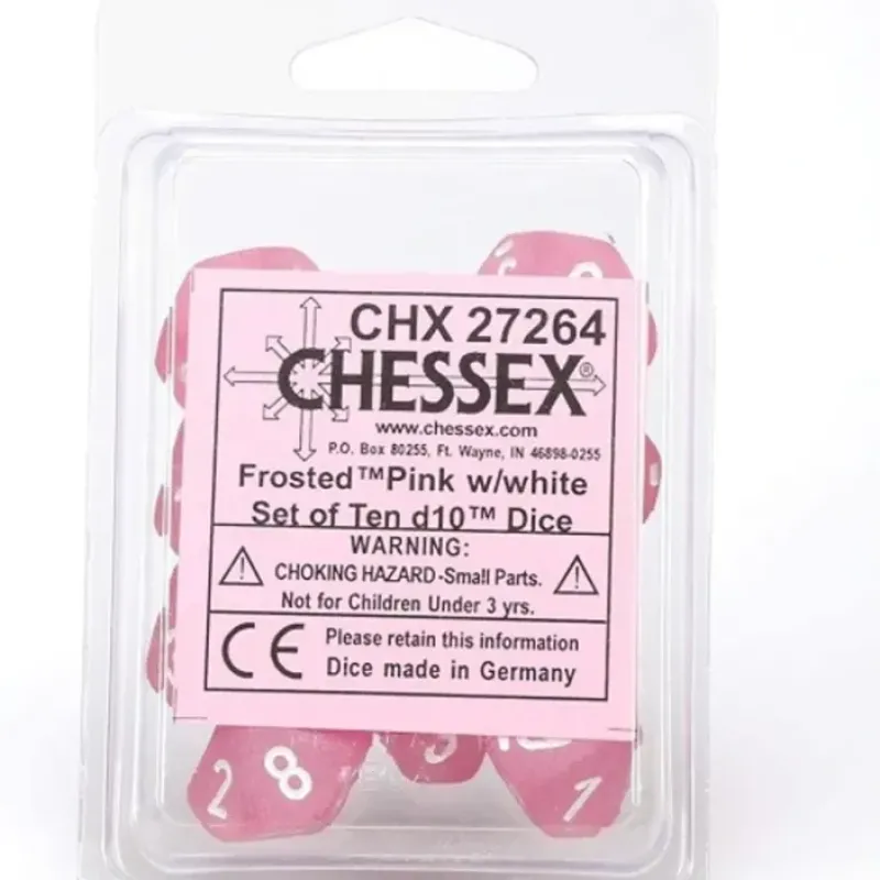 Dice<Pink / White: Frosted d10 Dice Set (10's) CHX 27264 - Miniature Marvels: Airplane Models & Painted Dice