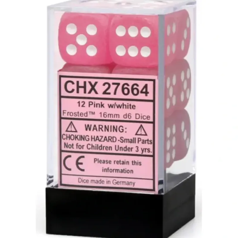 Dice<Pink / White: Frosted 12d6 16mm Dice Block CHX 27664 - Miniature Marvels: Airplane Models & Painted Dice