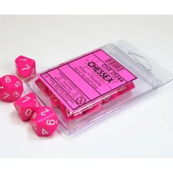 Dice<Pink / White: Opaque d10 Dice Set (10's) CHX 25244 - Miniature Marvels: Airplane Models & Painted Dice