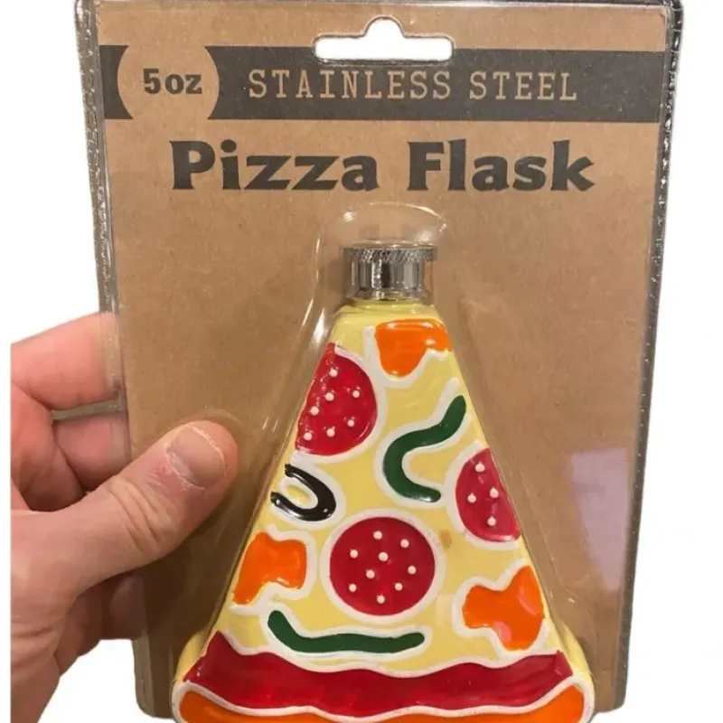 Egpull<PIZZA SLICE Stainless Steel Hip Flask 5oz - Funny Gag Novelty Joke Drinking Gift - Miniature Marvels: Airplane Models & Painted Dice