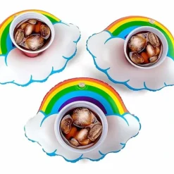 Egpull<3-pk HAPPY RAINBOW Beverage Boat Inflatable Cup Drink Pool Float Gay Pride LGBT - Miniature Marvels: Airplane Models & Painted Dice