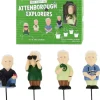 Egpull<4-pk Mini Attenborough Explorers Planter Figurine Markers - Plant Pot Decorations - Miniature Marvels: Airplane Models & Painted Dice
