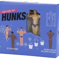 Egpull<4-pk Mini Hunk Planter Statues - Sexy Muscles Garden Plant Pot Markers - Miniature Marvels: Airplane Models & Painted Dice