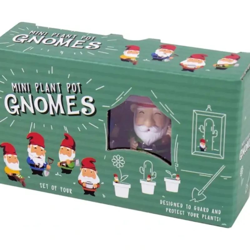 Egpull<4-pk Mini Plant Pot Gnome Statues - Cute Garden Planter Marker Decorations - Miniature Marvels: Airplane Models & Painted Dice