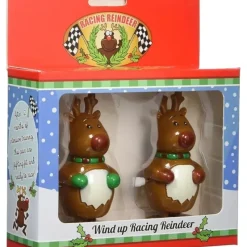 Egpull<2pk Racing Reindeers - Hilarious Holiday Christmas Wind Up Stocking Stuffer Toys - Miniature Marvels: Airplane Models & Painted Dice