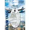 Airplane Model*Plane Tags Alaska Airlines Airbus A319 N522VA (White) - Miniature Marvels: Airplane Models & Painted Dice
