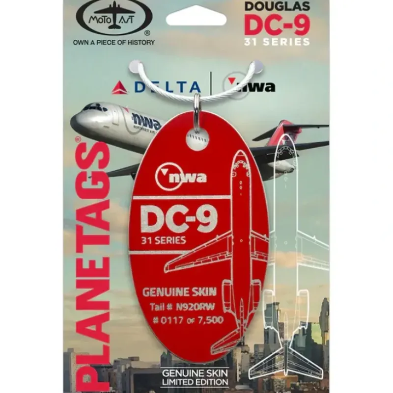 Airplane Model*Plane Tags DC-9 Northwest N920RW - Miniature Marvels: Airplane Models & Painted Dice
