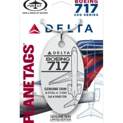 Airplane Model*Plane Tags Delta Airlines Boeing 717 N987DN (White) - Miniature Marvels: Airplane Models & Painted Dice