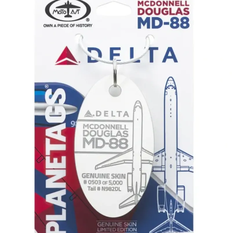 Airplane Model*Plane Tags Delta Airlines McDonnell Douglas MD-88 N982DL (White) - Miniature Marvels: Airplane Models & Painted Dice
