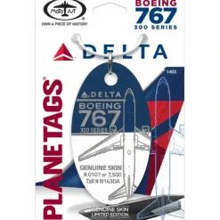 Airplane Model*Plane Tags Delta Airlines Boeing 767 N143DA (Blue/White) - Miniature Marvels: Airplane Models & Painted Dice