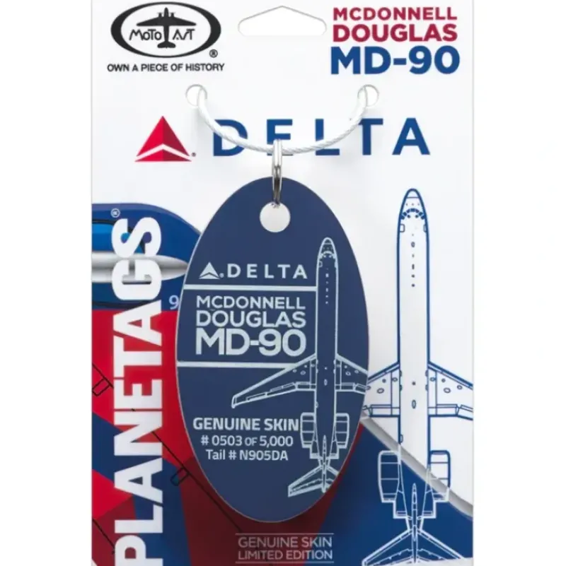 Airplane Model*Plane Tags Delta Airlines McDonnell Douglas MD-90 N905DA (Delta Blue) - Miniature Marvels: Airplane Models & Painted Dice