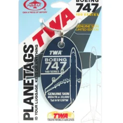 Airplane Model*Plane Tags TWA Boeing 747 N129TW (Blue) - Miniature Marvels: Airplane Models & Painted Dice
