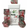 Dice<Polyhedral Dice: Holidice - Sets of 7 w/ Arch'd4 (Holly) R4I 50905-7C - Miniature Marvels: Airplane Models & Painted Dice
