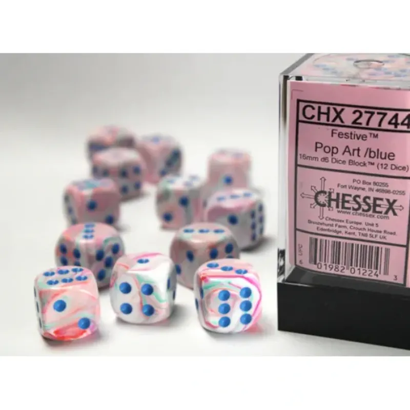 Dice<Pop Art / Blue: Festive 12d6 16mm Dice Block CHX 27744 - Miniature Marvels: Airplane Models & Painted Dice