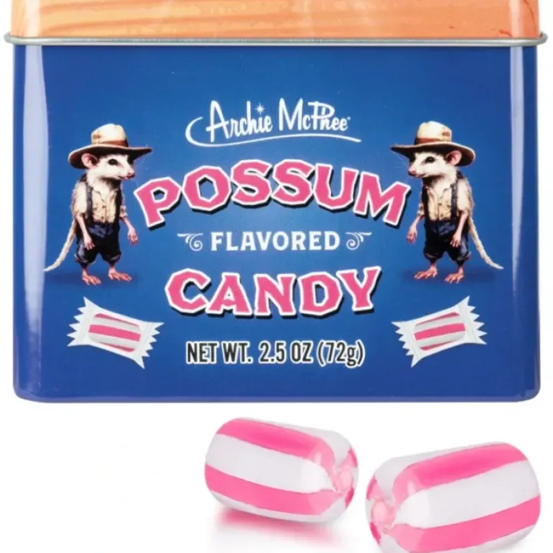 Egpull<POSSUM Flavored Candy - Gross! Funny! Cool Retro Tin Gift Box - Archie McPhee - Miniature Marvels: Airplane Models & Painted Dice