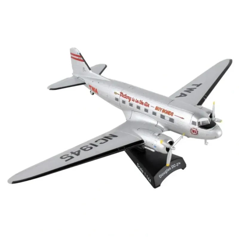 Airplane Model*Postage Stamp PS5559-4 TWA DC-3 1/44 - Miniature Marvels: Airplane Models & Painted Dice