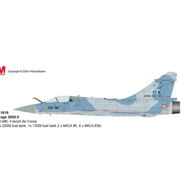 Airplane Model*Pre-Order Hobby Master HA1619 1:72 Mirage 2000-5 102-MK, French Air Force (2 x 2000l fuel tank, 1x 1300l fuel tank 2 x MICA IR, 4 x MICA EM) - Miniature Marvels: Airplane Models & Painted Dice