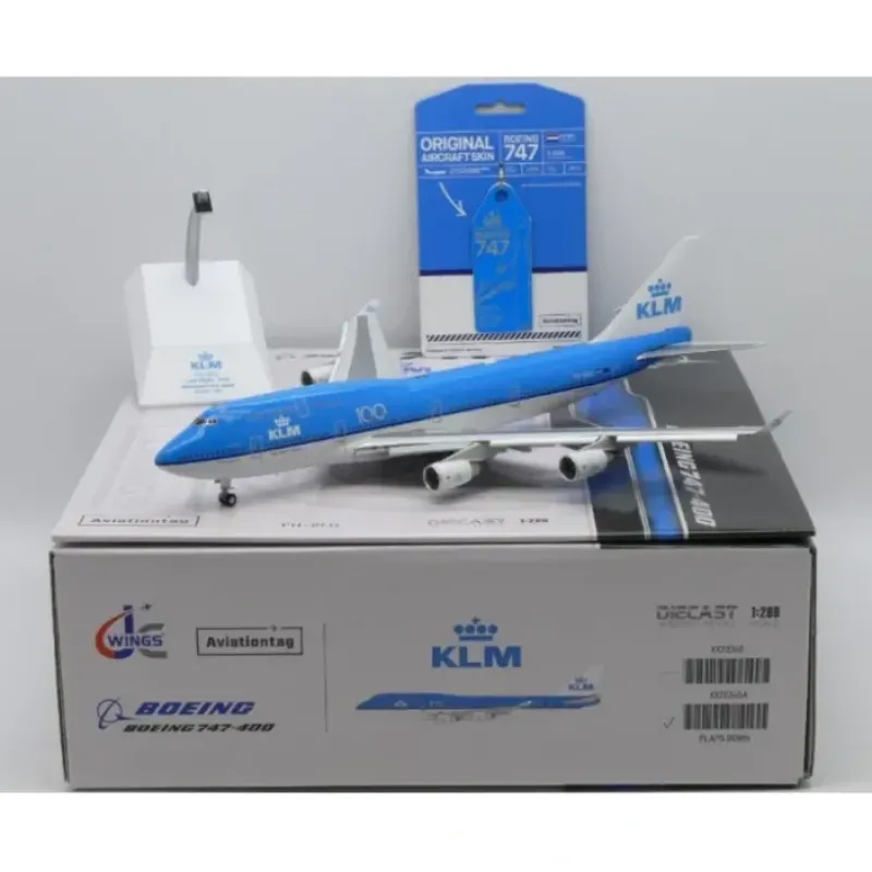 Airplane Model<Pre-Order JC Wings XX20345A 1:200 KLM Royal Dutch Airlines Boeing 747-400 "100" PH-BFG With Limited Edition Aviation Tag (Flaps Down) - Miniature Marvels: Airplane Models & Painted Dice