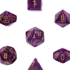 Dice<Purple with Gold: Vortex Polyhedral Dice Set (7's) CHX 27437 - Miniature Marvels: Airplane Models & Painted Dice