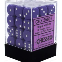 Dice<Purple with White: Opaque 36d6 12mm Dice Block CHX 25807 - Miniature Marvels: Airplane Models & Painted Dice