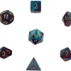 Dice<Purple-Teal / Gold: Gemini Polyhedral Dice Set (7's) CHX 26449 - Miniature Marvels: Airplane Models & Painted Dice
