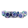 Dice<Rainbow with Blue Enamel 16mm Polyhedral Dice Set MET 021 - Miniature Marvels: Airplane Models & Painted Dice