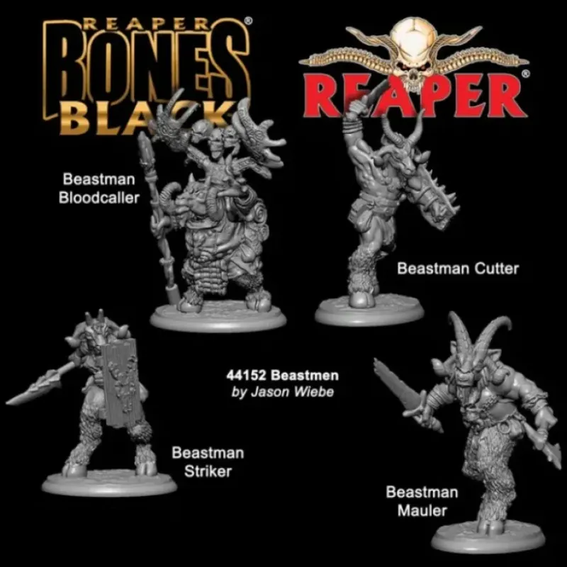 Reaper Miniatures<Reaper Beastmen (4) 44152 - Miniature Marvels: Airplane Models & Painted Dice