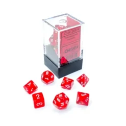 Dice<Red / White: Translucent Mini-Polyhedral Dice Set (7's) CHX 20374 - Miniature Marvels: Airplane Models & Painted Dice